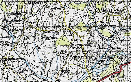 Old map of Ponts Green in 1940