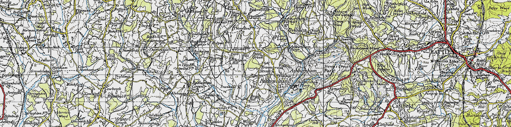 Old map of Ponts Green in 1940