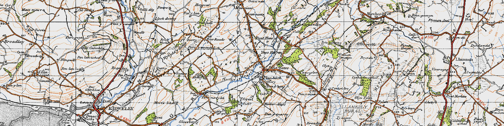 Old map of Pontyates in 1946