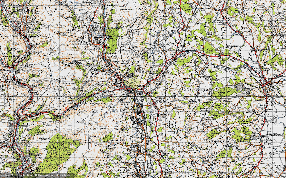 Old Map of Historic Map covering Llanvihangel Pontymoel in 1946