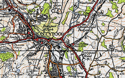 Old map of Llanvihangel Pontymoel in 1946