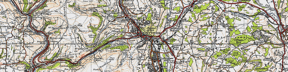 Old map of Pontypool in 1947
