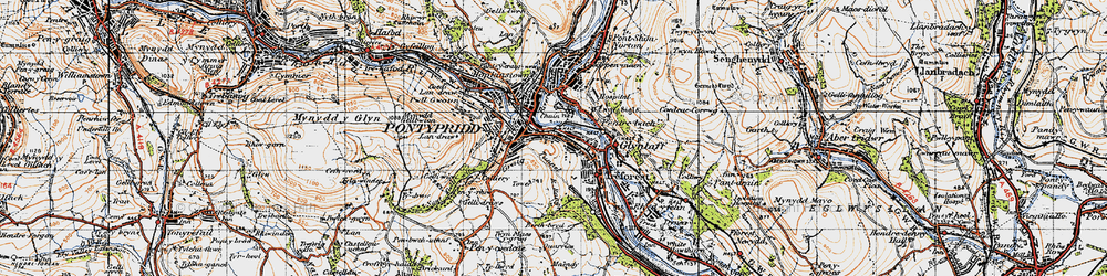 Old map of Pontypridd in 1947