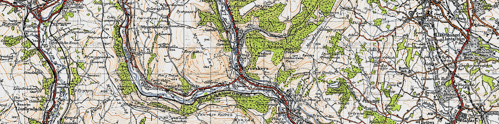 Old map of Pontywaun in 1947