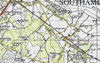 Old map of Pooksgreen in 1945