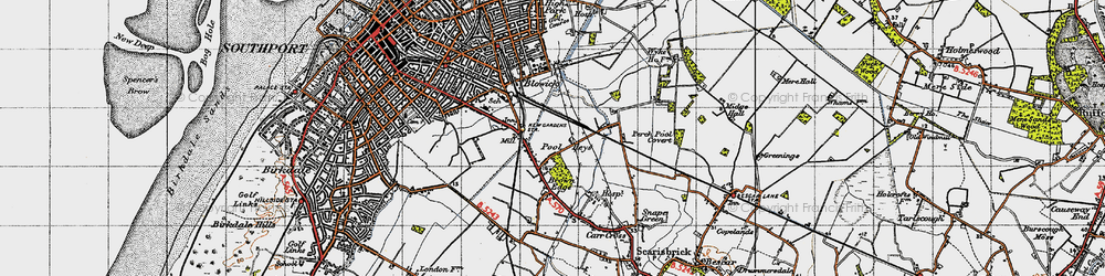 Old map of Pool Hey in 1947