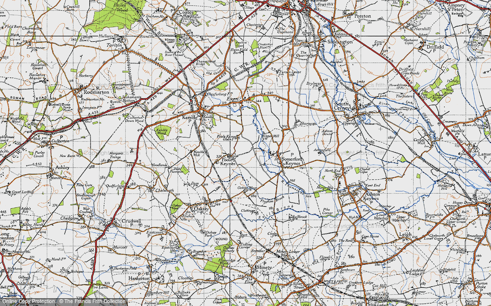 Old Map of Poole Keynes, 1947 in 1947