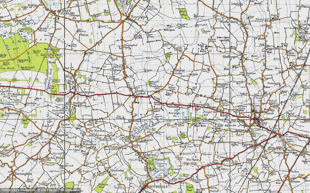Old Map of Historic Map covering Low Common in 1946