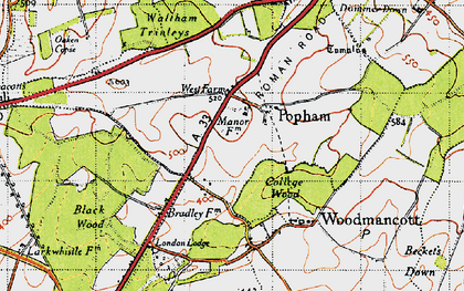 Old map of Bellevue Plantation in 1945