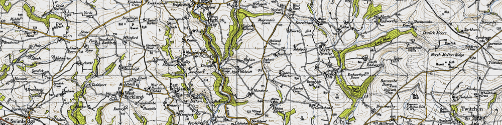 Old map of Bornacott in 1946
