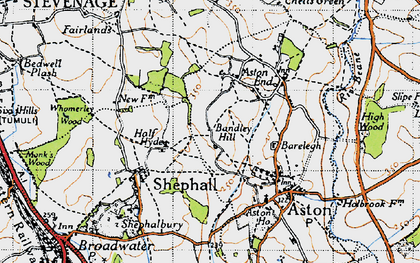 Old map of Poplars in 1946