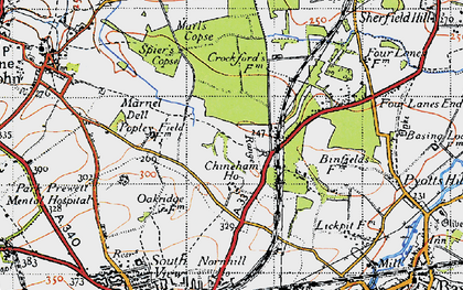 Old map of Popley in 1945