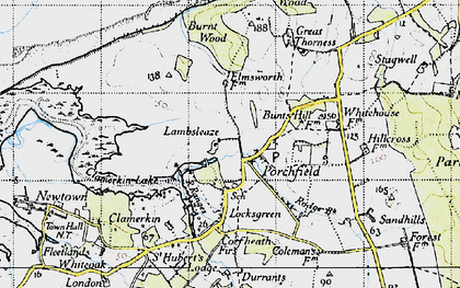 Old map of Porchfield in 1945