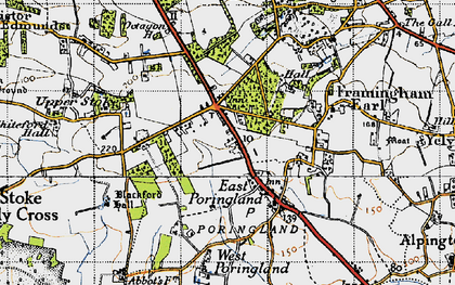 Old map of Poringland in 1946