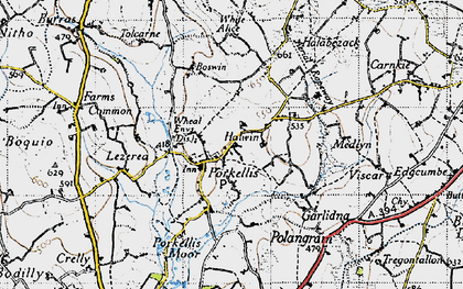 Old map of Porkellis in 1946