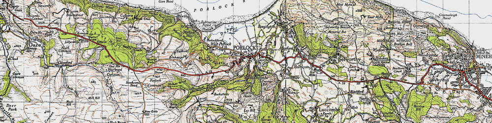 Old map of Porlock in 1946