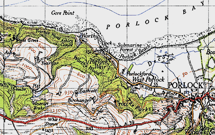 Old map of Porlockford in 1946