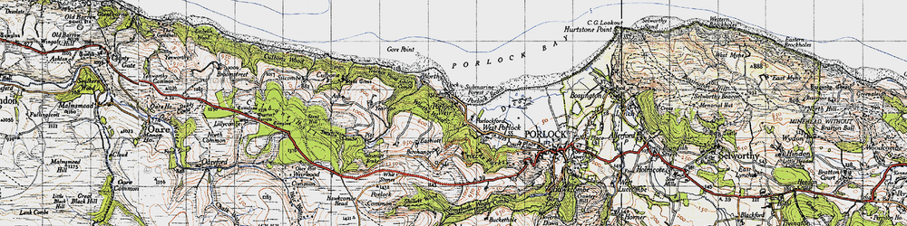 Old map of Whit Stones in 1946