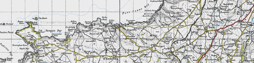 Old map of Port Gaverne in 1946
