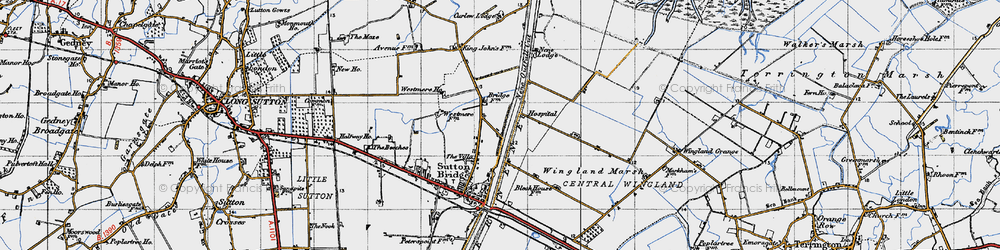 Old map of Wingland Marsh in 1946