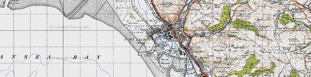 Old map of Port Talbot in 1947