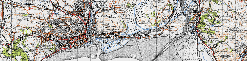 Old map of Port Tennant in 1947