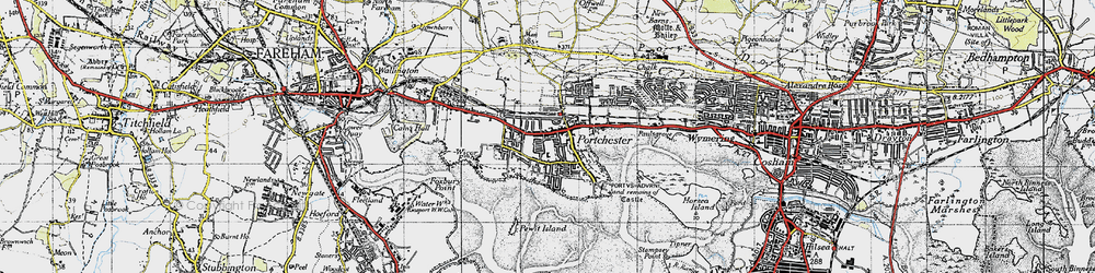 Old map of Portchester in 1945