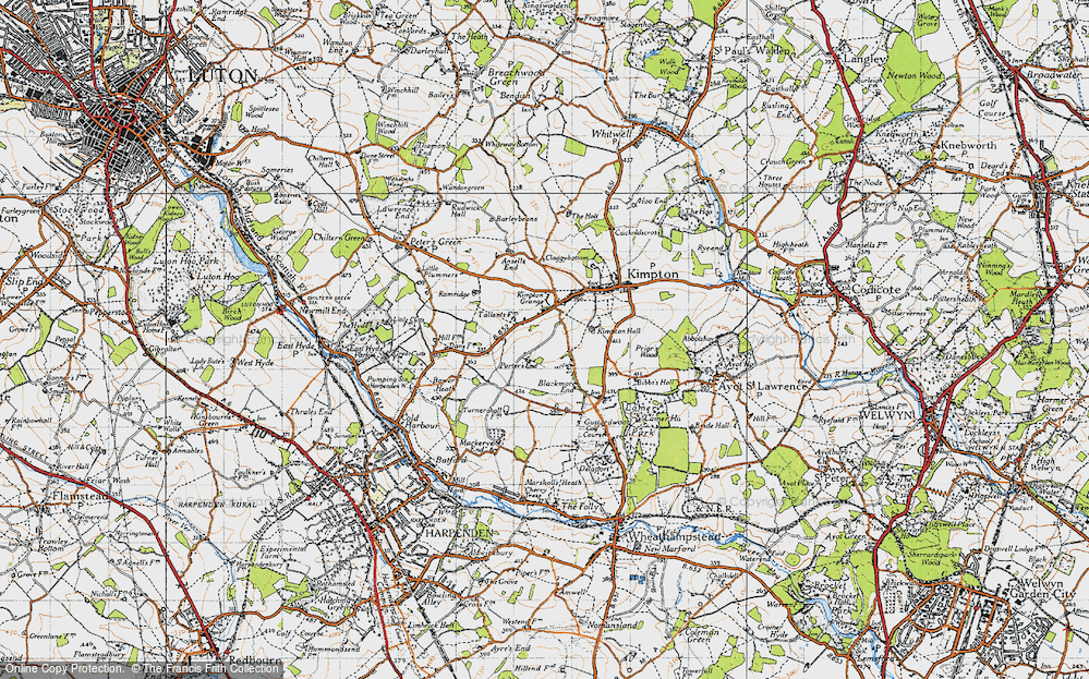 Old Map of Historic Map covering Kimpton Grange in 1946
