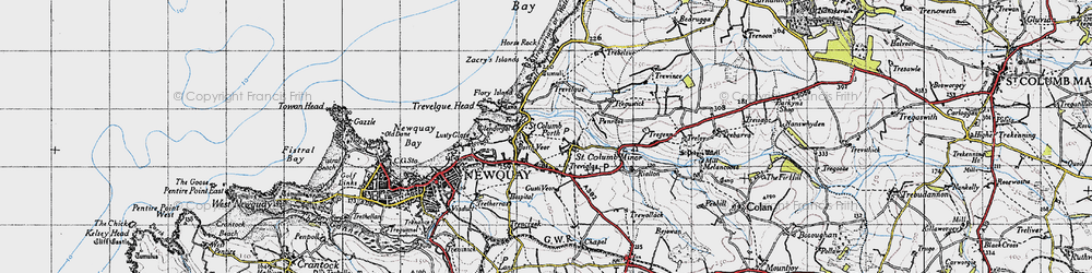 Old map of Lusty Glaze in 1946