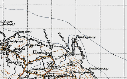 Old map of Porth Eilian in 1947