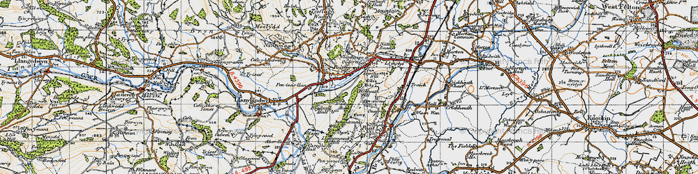 Old map of Porth-y-waen in 1947