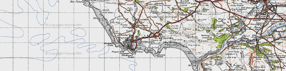 Old map of Porthcawl in 1947