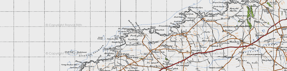 Old map of Ynys Barry in 1946