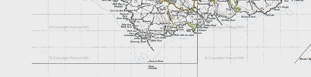 Old map of Black Carn in 1946