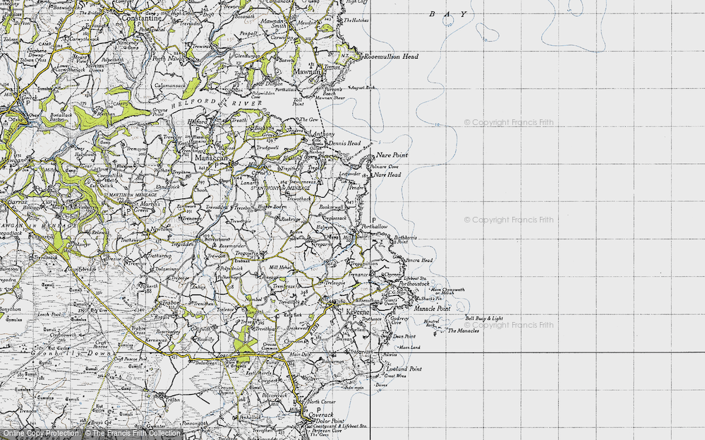 Old Map of Historic Map covering Porthkerris Point in 1946