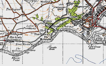 Old map of Porthkerry in 1947