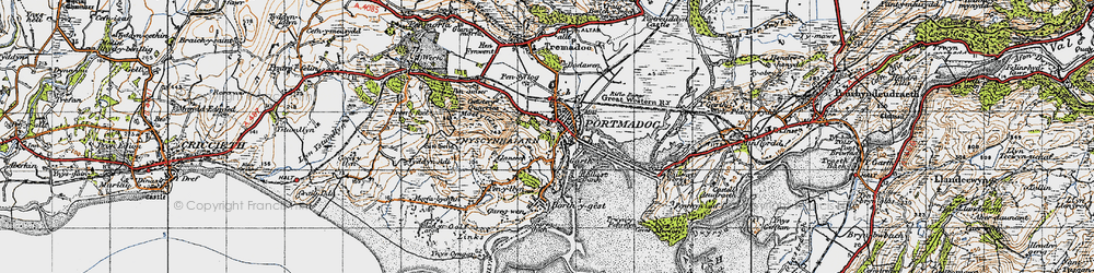 Old map of Porthmadog in 1947
