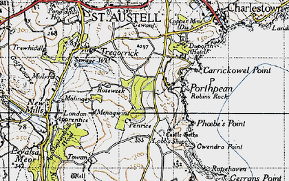 Old map of Porthpean in 1946