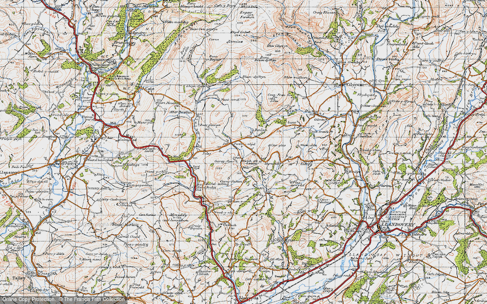 Old Map of Porthyrhyd, 1947 in 1947