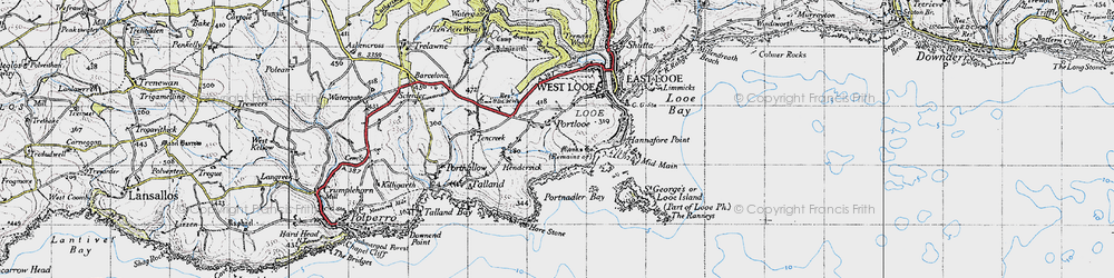 Old map of Portlooe in 1946