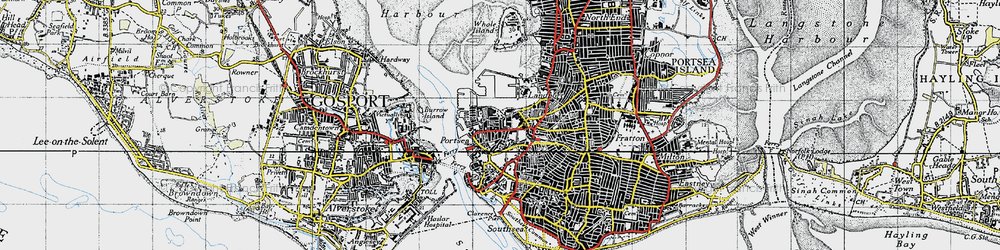 Old map of Portsea in 1945