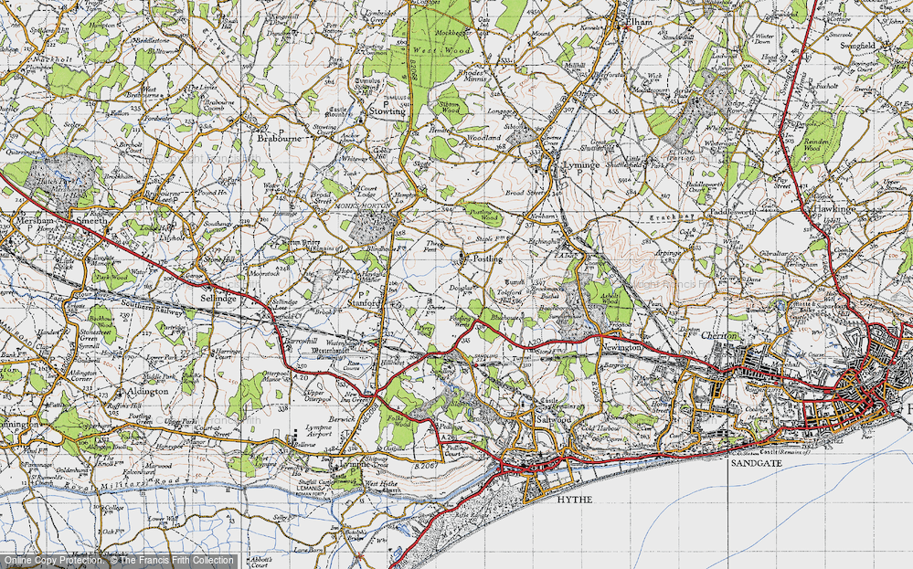 Old Map of Postling, 1947 in 1947