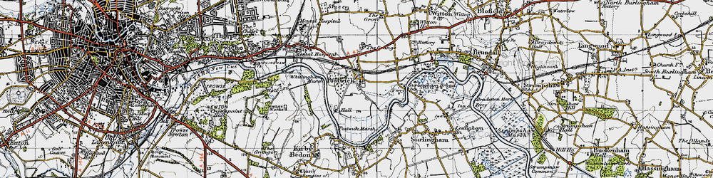 Old map of Postwick in 1945