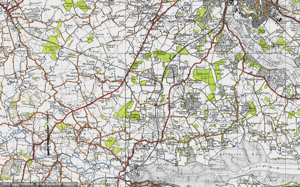 Old Map of Historic Map covering Bentley Park in 1946