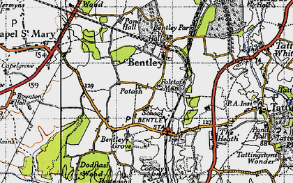 Old map of Bentley in 1946