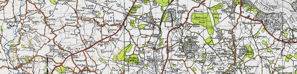 Old map of Bentley Park in 1946