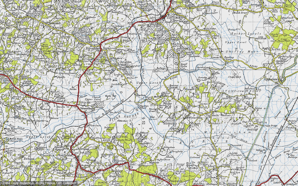 Old Map of Historic Map covering Wet Level in 1940