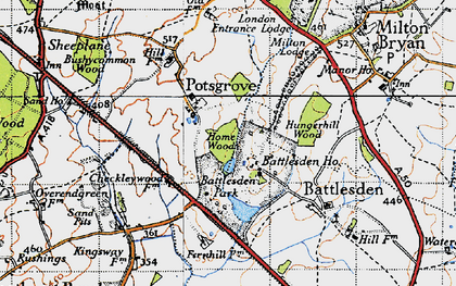 Old map of Battlesden Park in 1946