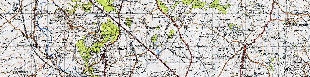 Old map of Battlesden Park in 1946