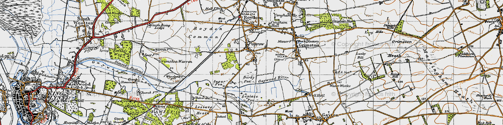 Old map of Leziate Fen in 1946